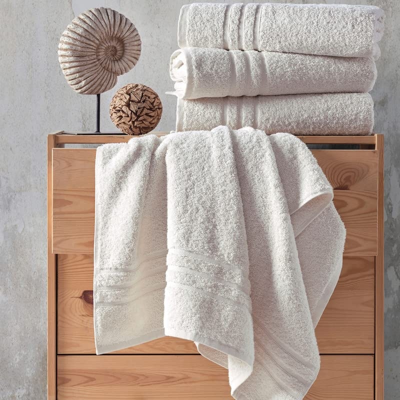 Sea Salt Cream Bath Towels 4 Pack Soft and Absorbent Premium Quality Perfect for Daily Use 100 Cotton Towel 600 GSM